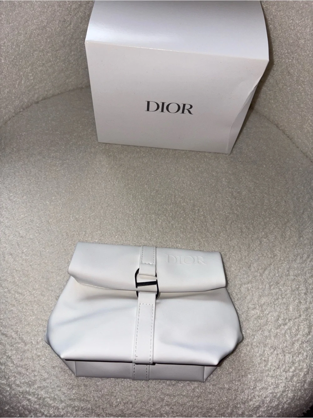 Dior White Leather Fold-Over Clutch ,Le Bane hand cream-jadore mini perfume